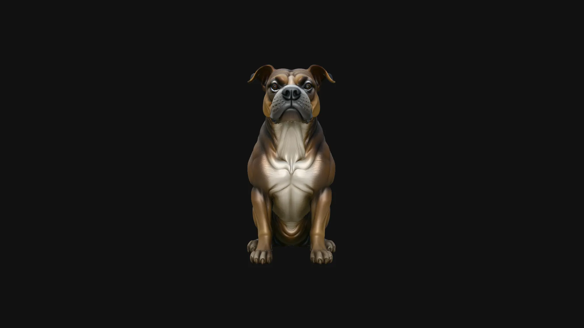 Sitting Boxer Dog Statue Design 4 - 3D Print Model 3D Print Model .c4d .max .obj .3ds .fbx .stl .blend 