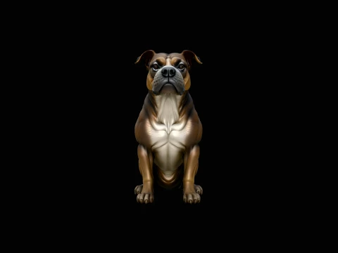 Sitting Boxer Dog Statue Design 4 - 3D Print Model 3D Druckmodell