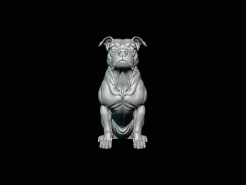 Sitting Boxer Dog Statue Design 4 - 3D Print Model 3D Print Model