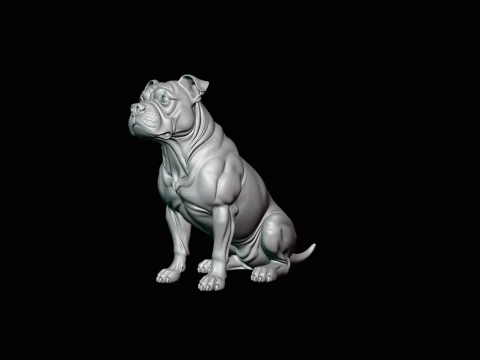 Sitting Boxer Dog Statue Design 4 - 3D Print Model 3D Print Model