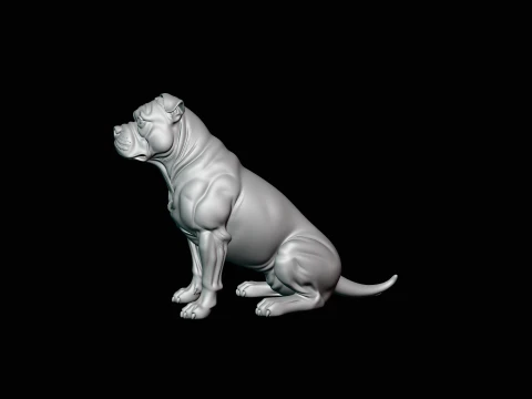Sitting Boxer Dog Statue Design 4 - 3D Print Model 3D Print Model