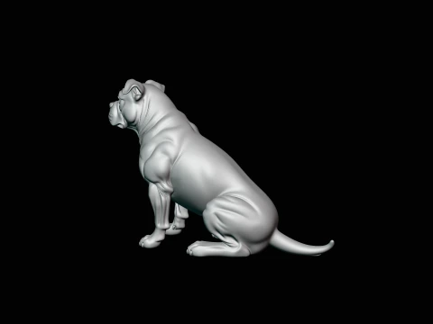 Sitting Boxer Dog Statue Design 4 - 3D Print Model 3D Print Model