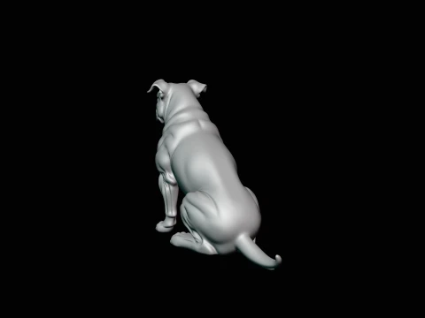 Sitting Boxer Dog Statue Design 4 - 3D Print Model 3D Print Model
