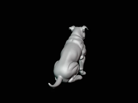 Sitting Boxer Dog Statue Design 4 - 3D Print Model 3D Print Model