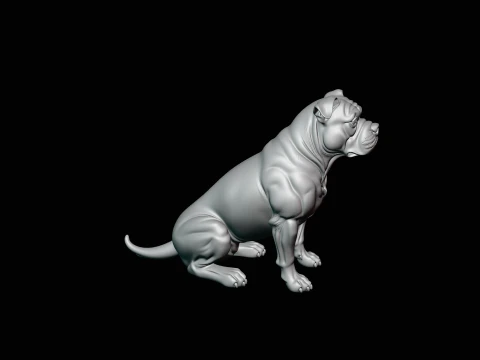 Sitting Boxer Dog Statue Design 4 - 3D Print Model 3D Print Model