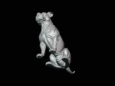 Sitting Boxer Dog Statue Design 4 - 3D Print Model 3D Print Model