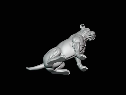 Sitting Boxer Dog Statue Design 4 - 3D Print Model 3D Print Model