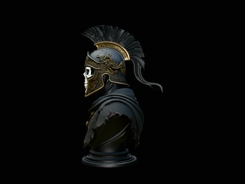 Skeletal Hoplite Bust Statue Design 1 - 3D Print Model 3D Druckmodell
