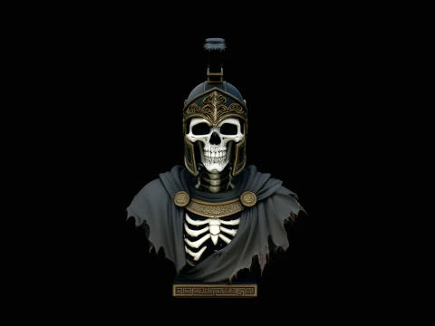 Skeletal Hoplite Bust Statue Design 2 - 3D Print Model 3D Druckmodell