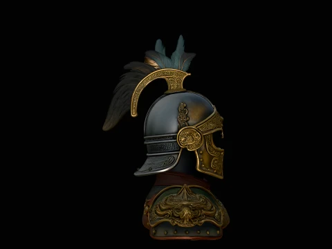 Crested Helmet Armor Bust Statue Design 2 - 3D Print Model 3D Druckmodell