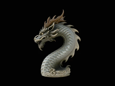 Chinese Dragon Bust Statue Design 1 - 3D Print Model 3D Druckmodell