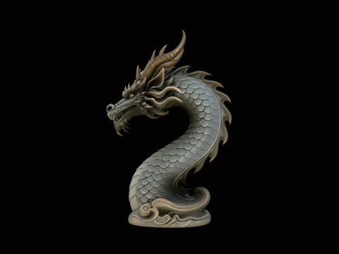 Chinese Dragon Bust Statue Design 2 - 3D Print Model 3D Druckmodell