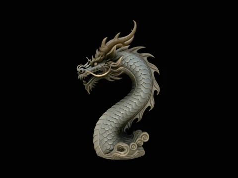 Chinese Dragon Bust Statue Design 3 - 3D Print Model 3D Druckmodell