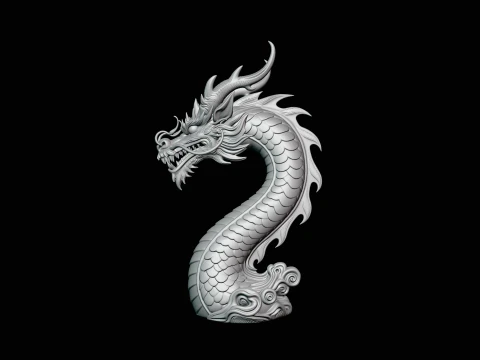 Chinese Dragon Bust Statue Design 3 - 3D Print Model 3D Print Model