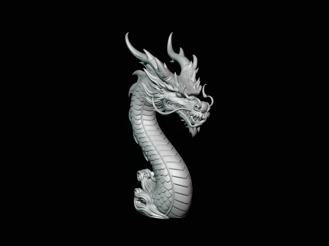 Chinese Dragon Bust Statue Design 3 - 3D Print Model 3D Print Model