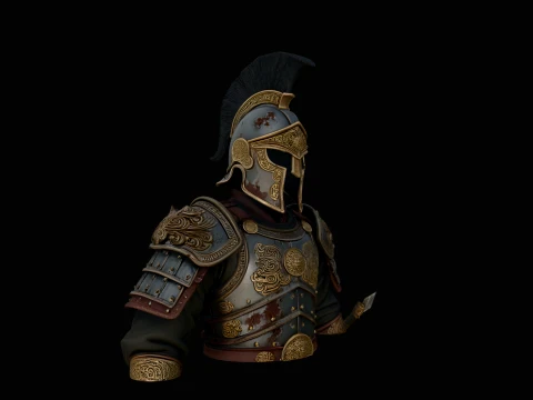 Crested Helmet Armor Bust Statue Design 6 - 3D Print Model 3D Druckmodell