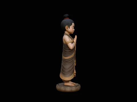 Praying Young Monk Statue Design 2 - 3D Print Model 3D Druckmodell