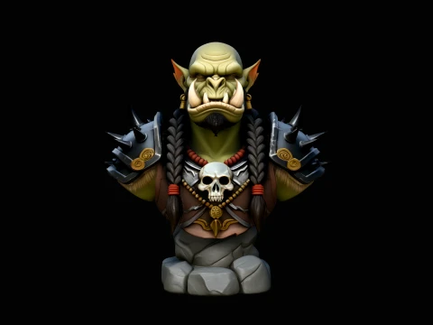 Braided Orc Warrior Bust Statue Design 1 - 3D Print Model 3D Print Model