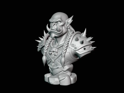 Braided Orc Warrior Bust Statue Design 1 - 3D Print Model 3D Print Model