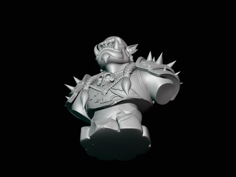 Braided Orc Warrior Bust Statue Design 1 - 3D Print Model 3D Print Model