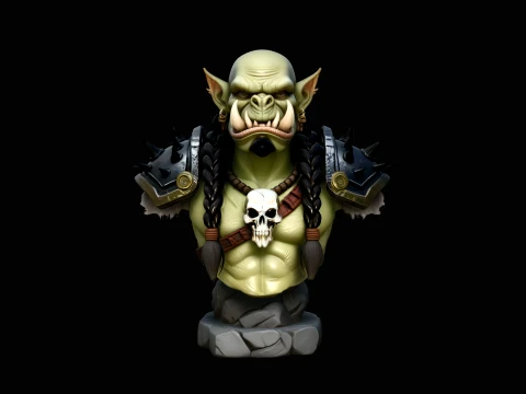 Braided Orc Warrior Bust Statue Design 2 - 3D Print Model 3D Print Model