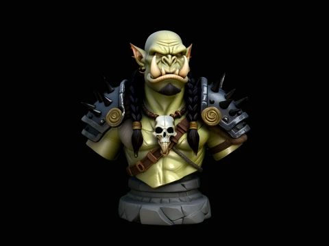 Braided Orc Warrior Bust Statue Design 4 - 3D Print Model 3D Baskı Modeli