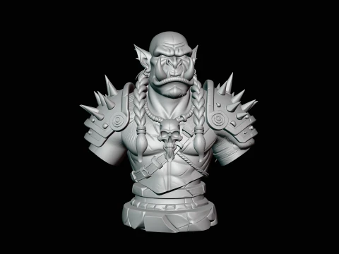 Braided Orc Warrior Bust Statue Design 4 - 3D Print Model 3D Print Model