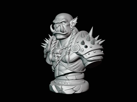 Braided Orc Warrior Bust Statue Design 4 - 3D Print Model 3D Print Model