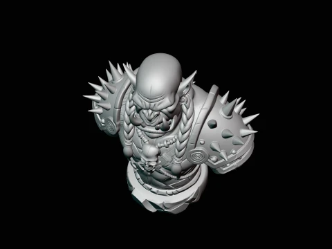 Braided Orc Warrior Bust Statue Design 4 - 3D Print Model 3D Print Model