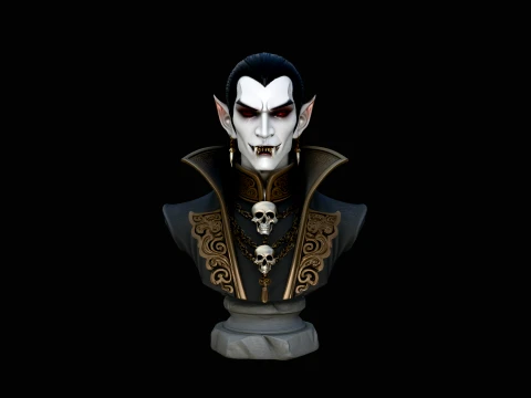 Dracula Vampire Bust Statue Design 5 - 3D Print Model 3D 프린트 모델