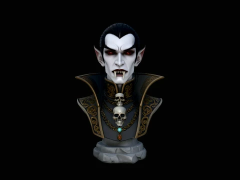 Dracula Vampire Bust Statue Design 6 - 3D Print Model 3D 프린트 모델