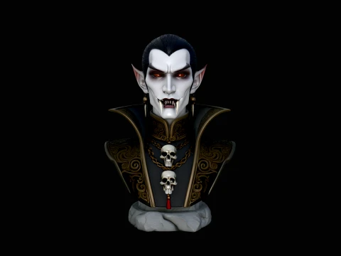 Dracula Vampire Bust Statue Design 7 - 3D Print Model 3D 프린트 모델