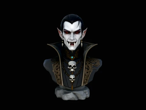 Dracula Vampire Bust Statue Design 8 - 3D Print Model 3D 프린트 모델