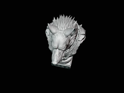 Chained Wolf Bust Statue Design 1 - 3D Print Model 3D Print Model