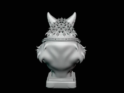 Chained Wolf Bust Statue Design 3 - 3D Print Model 3D Print Model