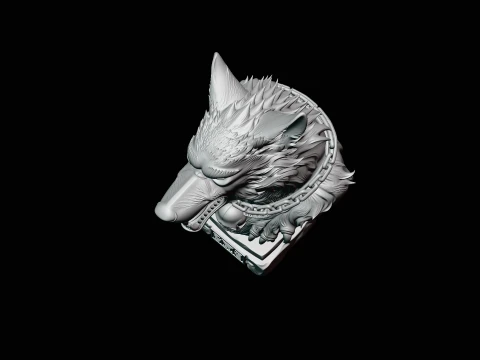 Chained Wolf Bust Statue Design 3 - 3D Print Model 3D Print Model