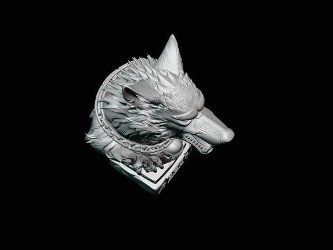 Chained Wolf Bust Statue Design 3 - 3D Print Model 3D Print Model