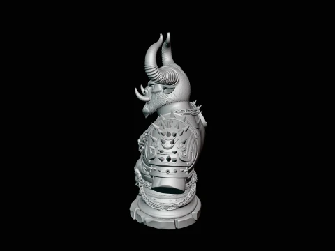 Horned Bull Warrior Bust Statue Design 2 - 3D Print Model 3D Print Model