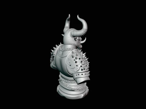 Horned Bull Warrior Bust Statue Design 2 - 3D Print Model 3D Print Model
