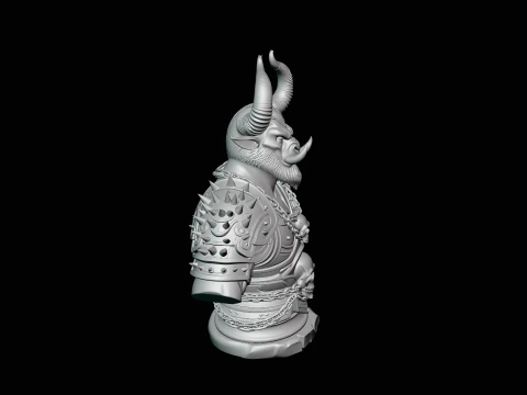 Horned Bull Warrior Bust Statue Design 2 - 3D Print Model 3D Print Model