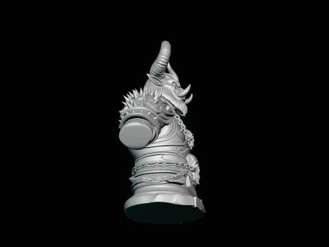 Horned Bull Warrior Bust Statue Design 2 - 3D Print Model 3D Print Model