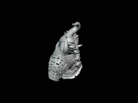 Horned Bull Warrior Bust Statue Design 2 - 3D Print Model 3D Print Model