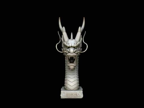 Chinese Dragon Bust Statue Design 5 - 3D Print Model Modelo de impresión 3D