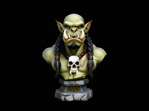 Braided Orc Warrior Bust Statue Design 6 - 3D Print Model Modelo de impresión 3D
