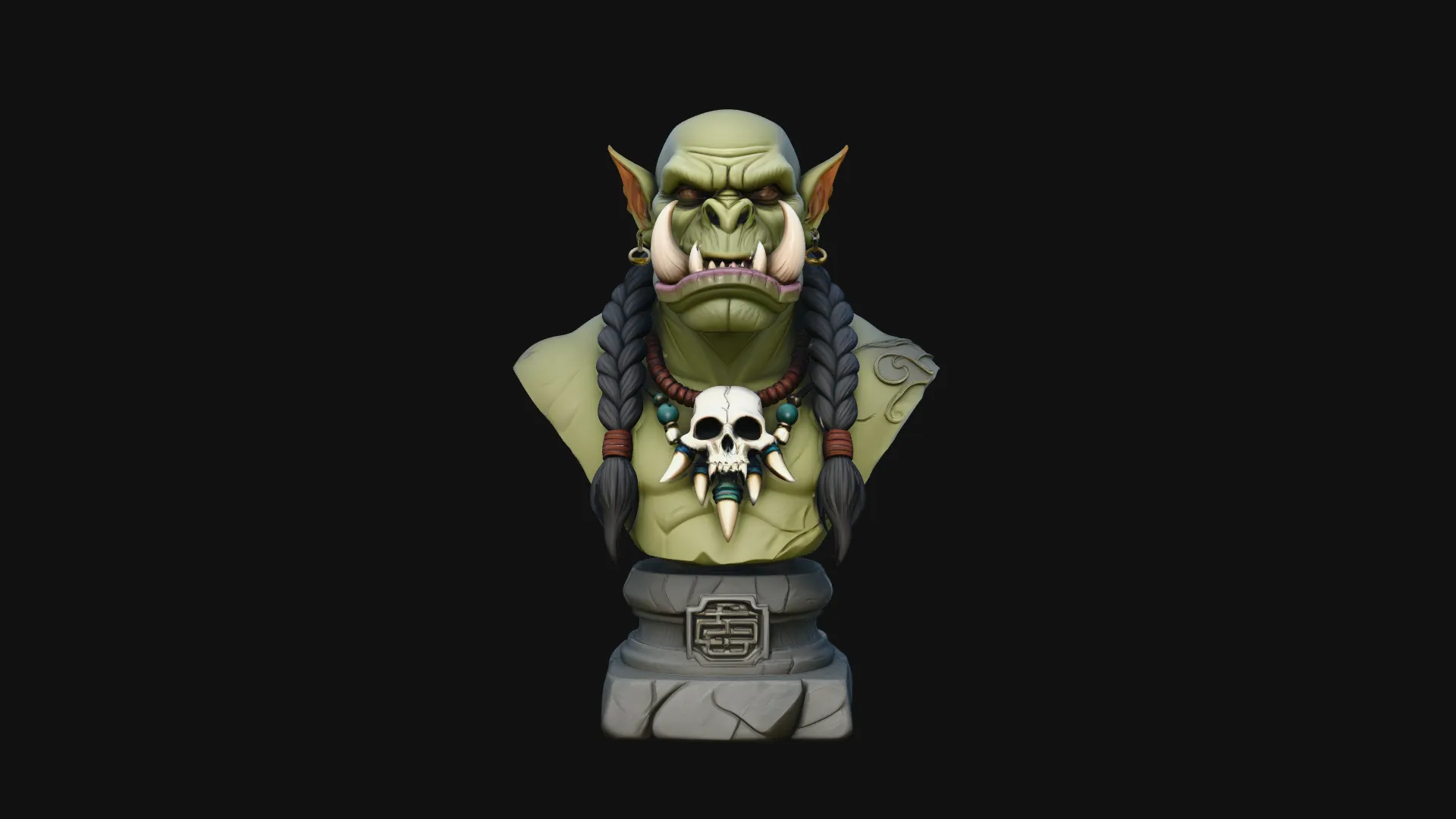 Braided Orc Warrior Bust Statue Design 7 - 3D Print Model 3D Print Model .c4d .max .obj .3ds .fbx .stl .blend 