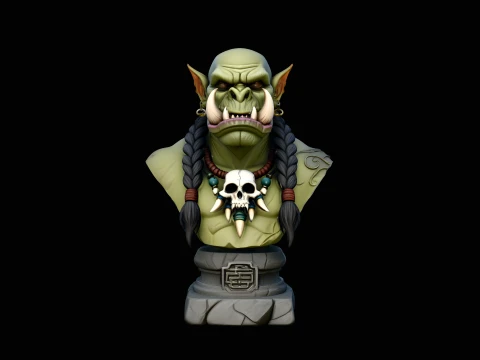 Braided Orc Warrior Bust Statue Design 7 - 3D Print Model Modelo de impresión 3D