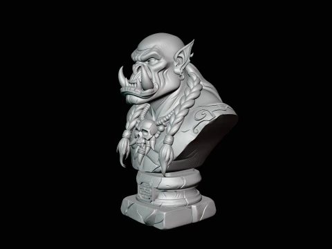 Braided Orc Warrior Bust Statue Design 7 - 3D Print Model 3D Print Model