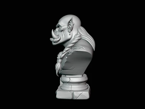 Braided Orc Warrior Bust Statue Design 7 - 3D Print Model 3D Print Model