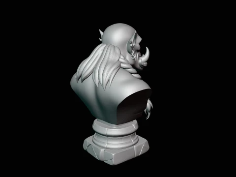 Braided Orc Warrior Bust Statue Design 7 - 3D Print Model 3D Print Model