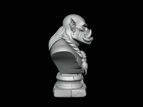 Braided Orc Warrior Bust Statue Design 7 - 3D Print Model 3D Print Model